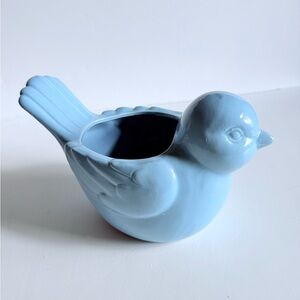 Vintage Blue Ceramic Bird Planter Pot Figurine Cottage Farmhouse Decor Brand New